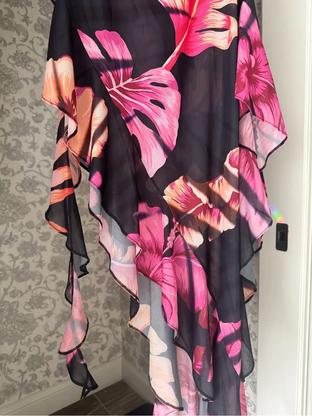 Retrofete Black Strapless Dress with Pink Floral Print - Picture 6 of 6
